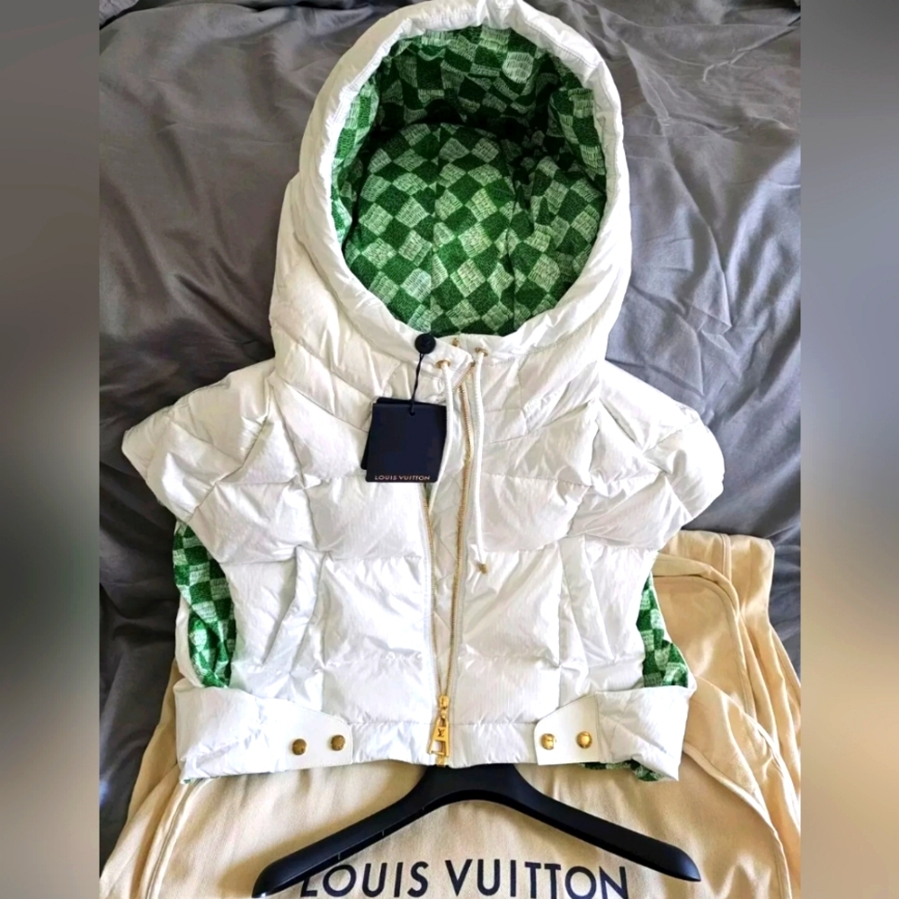 Louis VUITTON Vest Cropped Size SUMMER & SPRING 40EU Fits 6-8US NYLON DAMIER NEW